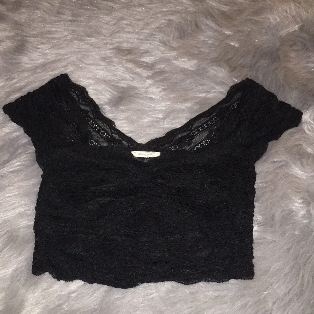 Black lace crop top